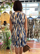 Magic Bay Leaf Print Short Dress - Midnight Blue