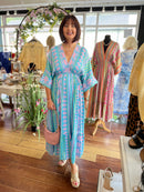 Venetia Boho Dress - Aqua & Pink