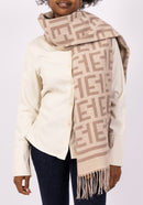 Faye Reversible Shawl - Taupe & Beige