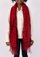 Faye Reversible Shawl - Maroon & Red