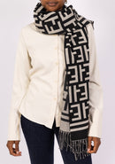 Faye Reversible Shawl - Beige & Black