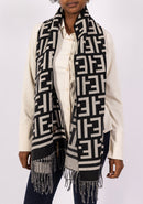 Faye Reversible Shawl - Beige & Black