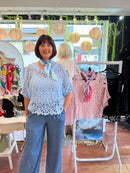 Jody Crochet Cape Top - Blue