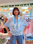 Jody Crochet Cape Top - Blue