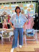 Jody Crochet Cape Top - Blue