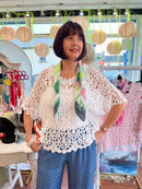 Alicia Neck Scarf - Green, Pink & White