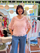 Jody Crochet Cape Top - Light Pink