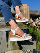 Valentino White & Silver Wedge Sandals - 6W9471-7