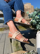 Valentino Woven Flat Sandals - Camel 6W997