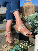 Valentino Woven Flat Sandals - Camel 6W997