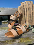 Valentino Woven Flat Sandals - Camel 6W997