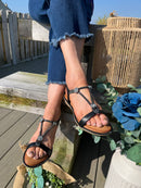 Valentino Crystal Sandals With Small Wedge - Black 3Z8923
