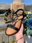 Valentino Crystal Sandals With Small Wedge - Black 3Z8923