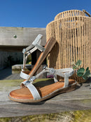 Valentino Crystal Sandals With Small Wedge - Silver 3Z8923