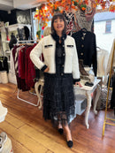 Martha Flower Button Monochrome Knitted Jacket - Cream