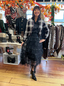 Rian Ruffle & Sequin Tulle Skirt - Black