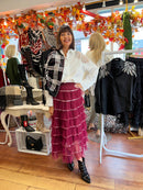 Rian Ruffle & Sequin Tulle Skirt - Burgundy