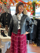 Rian Ruffle & Sequin Tulle Skirt - Burgundy