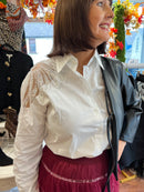 Aubry Pearl & Mesh Shirt - White