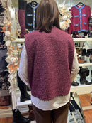 Harley Leopard Trim 3 Gold Brooch Gilet - Burgundy