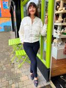 Trey Sequin & Embroidery Bomber Jacket - Cream