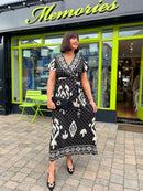 Darla Gold & Cream Print Dress - Black