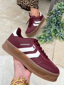 XTI Maroon & White Platform Trainers 144585