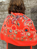 Sofia Paisley Print Shawl - Orange