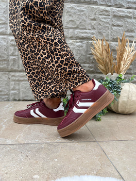 XTI Maroon & White Platform Trainers 144585