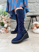 Kate Appleby "Cailedon" Sapphire Wedge Knee High Boot - Navy