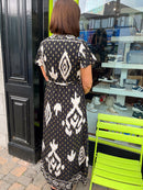 Darla Gold & Cream Print Dress - Black