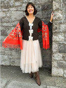 Sofia Paisley Print Shawl - Orange