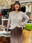 Miella Jewel Button Cardi - Taupe