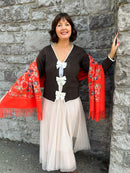 Sofia Paisley Print Shawl - Orange