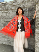 Sofia Paisley Print Shawl - Orange