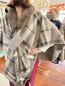 Eileen Tartan Cape - Taupe