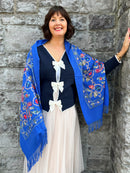 Sofia Paisley Print Shawl - Royal Blue