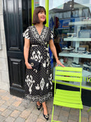 Darla Gold & Cream Print Dress - Black