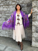 Sofia Paisley Print Shawl - Purple