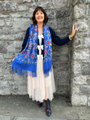 Sofia Paisley Print Shawl - Royal Blue