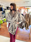 Eileen Tartan Cape - Taupe