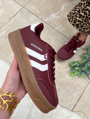 XTI Maroon & White Platform Trainers 144585