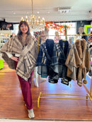 Eileen Tartan Cape - Taupe