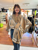 Eileen Tartan Cape - Camel