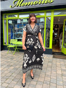 Darla Gold & Cream Print Dress - Black