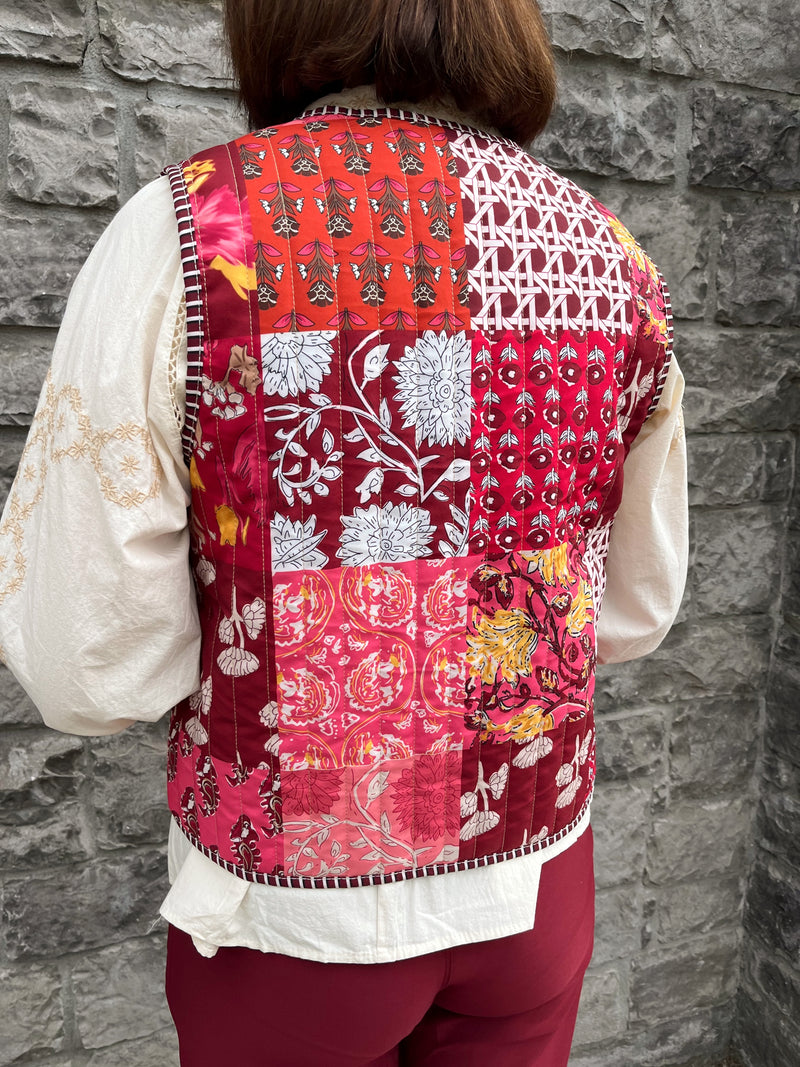 Ingrid Bow Tie Paisley Gilet - Wine