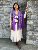 Sofia Paisley Print Shawl - Purple