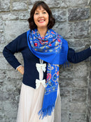 Sofia Paisley Print Shawl - Royal Blue