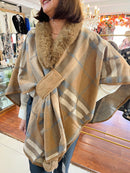 Eileen Tartan Cape - Camel