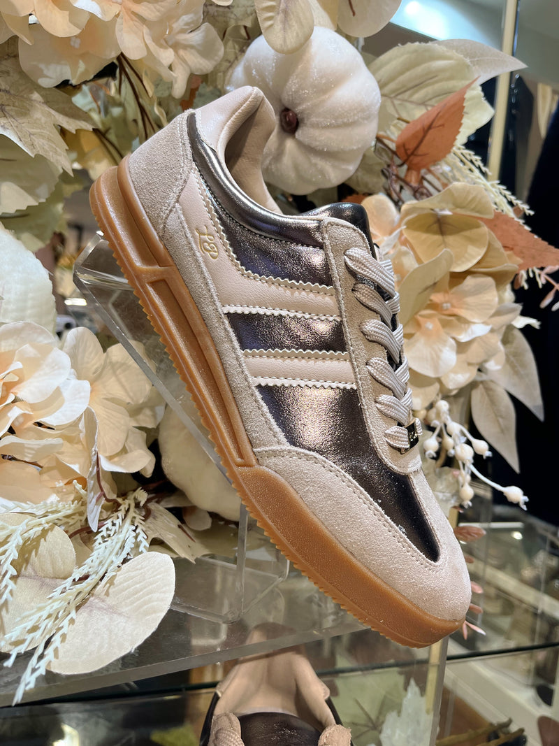 Tommy Bowe Taupe Metallic Armand - Timeless Shine Trainer